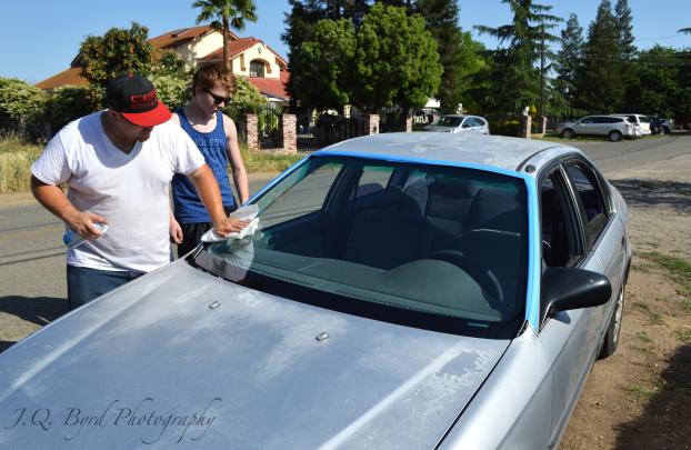 After a completed general auto glass project in the area